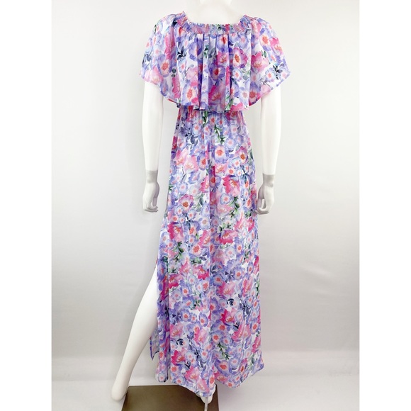Show Me Your Mumu Size XS Purple Pink Floral Blouson Maxi Dress - Picture 5 of 7